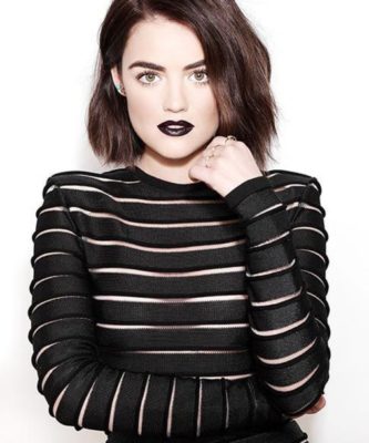 Dn5zk9 L 610x610 Dress Black Dress Lucy Hale Stripes Dark Lipstick