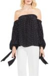 Vince Camuto poetic dots off the shoulder blouse, $103, nordstrom.com